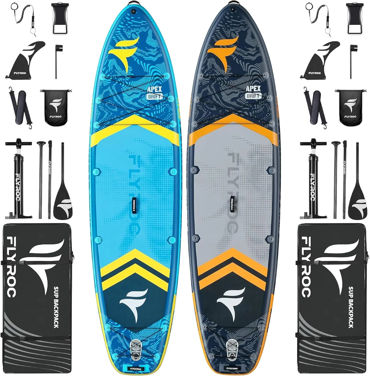 11'6x35'' Extra Wide Inflatable Paddle Board, 2-Pack(Blue & Gray)-450lb Capacity Stand Up Paddle Board for Adults (x3), Stable Inflatable SUP, All Skill Levels, 3 Handles, 100L Backpack