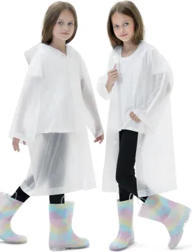 2 Pack Waterproof Raincoats for Kids Reusable,EVA Rain Ponchos Emergency Rain Jacket for Children, Boys and Girls