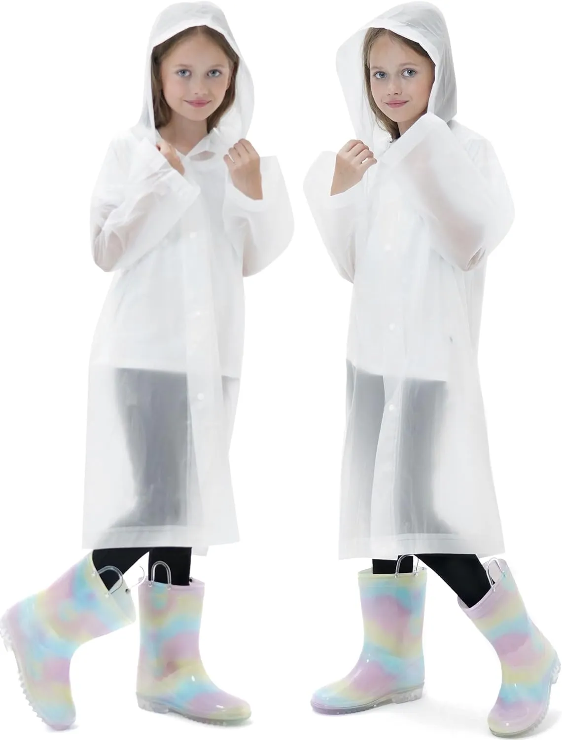 2 Pack Waterproof Raincoats for Kids Reusable,EVA Rain Ponchos Emergency Rain Jacket for Children, Boys and Girls