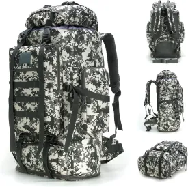 70L/100L Hiking Camping Backpack MOLLE Rucksack Waterproof Daypack for Traveling (City Camo)