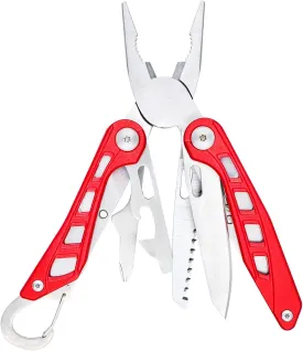 Amazon Basics 8-in-1 Stainless Steel Multitool Safety Lock with Nylon Sheath, Red