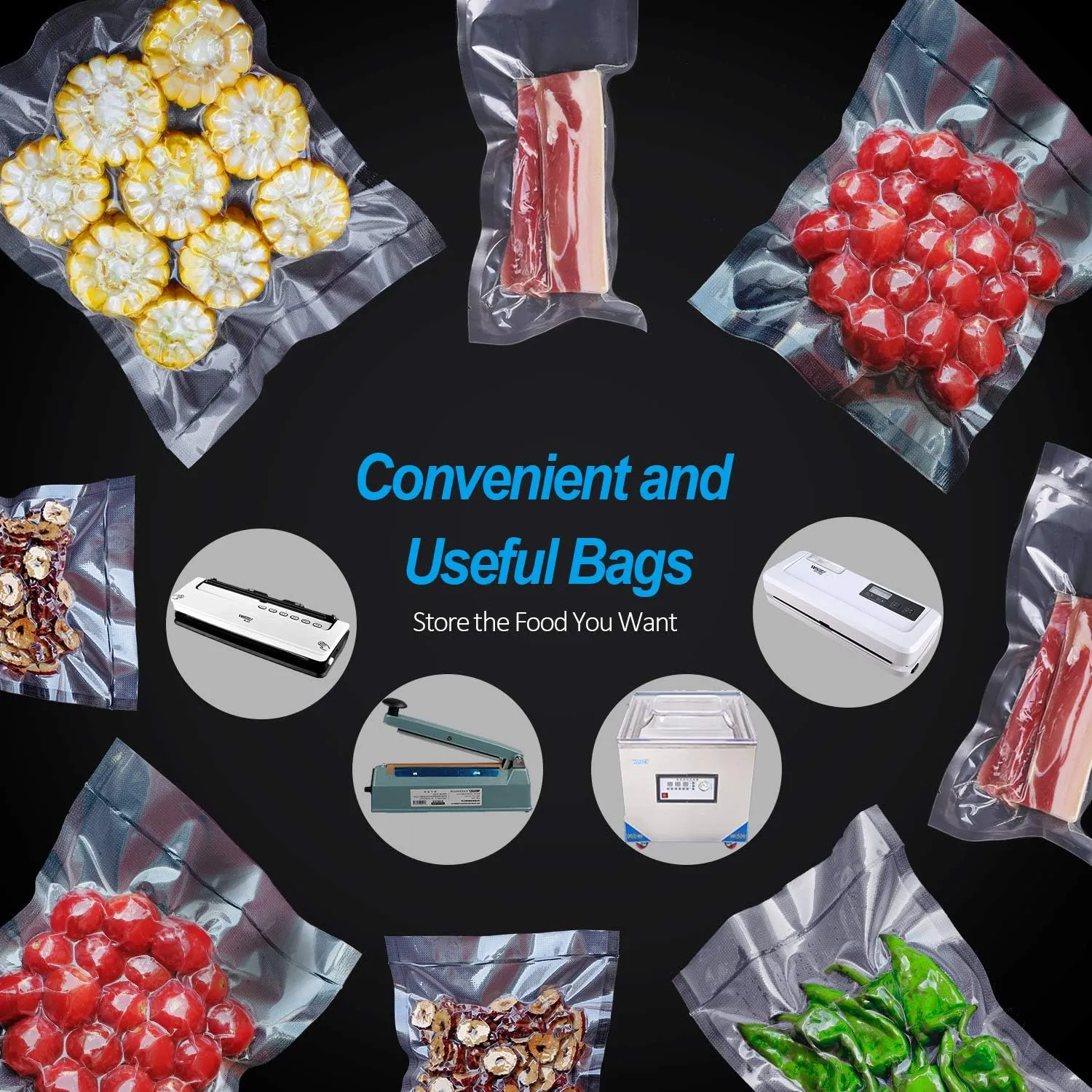 CANLENPK 4x8 Inch/10x20cm Vacuum Seal Bags,Small Precut Food Storage Sealer Bag,Seal Meal Snack Fruit Nut Tea Cookie Bean,Boil Steam Heat Freezer Sous Vide Grocery Sealable Bag(100PCS)