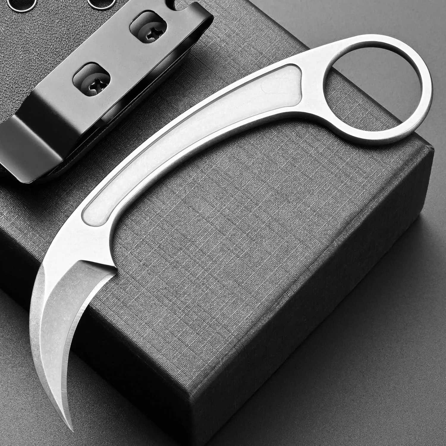 Ccanku C1102 Fixed Blade Knife,D2 Blade Stainless Steel Handle EDC Fixed Knife with K Sheath for Outdoor,Hunting,Survival(Silver)