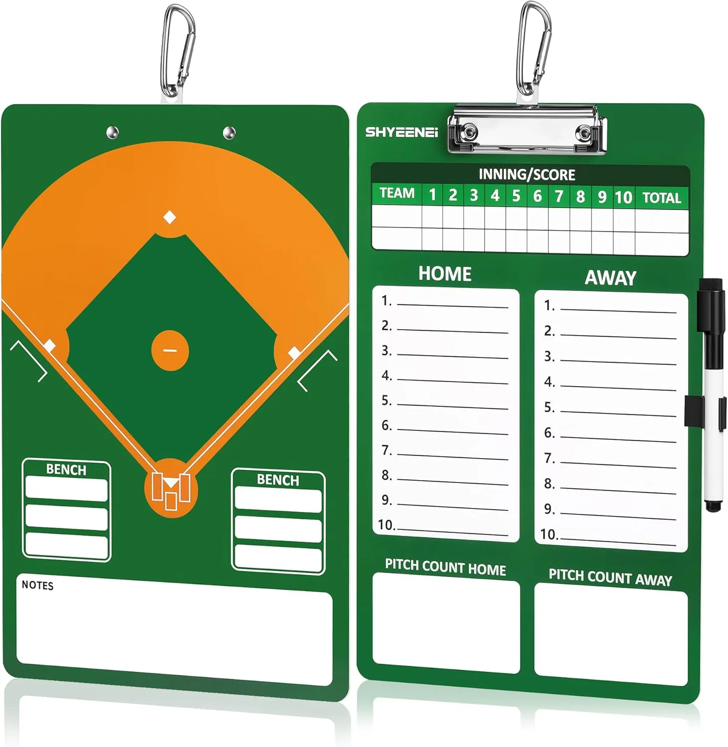 Clipboard for Coaches, Double-Sided Coaching Board, Dry Erase Lineup Board for Coaches, 3rd Generation Coaching Clipboard, Baseball, Basketball, Softball, Portable and Efficient