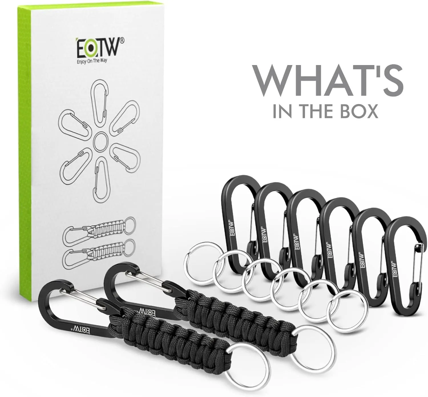 EOTW Paracord Keychain Carabiner Key Chain Lanyard Braided with Aluminum Clip D Ring for Water Bottle Backpack Men Women Camping Hiking Outdoor Gear