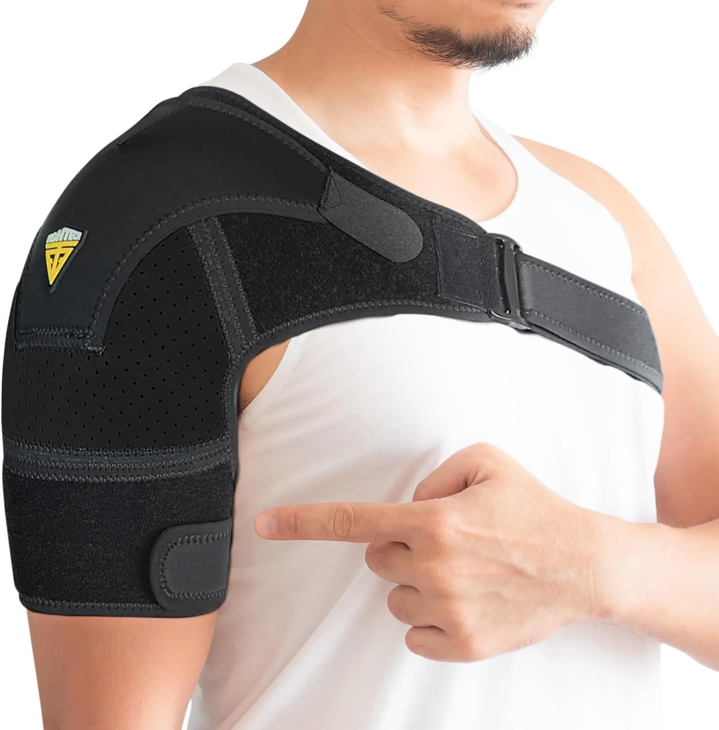 FIGHTECH Shoulder Brace for Torn Rotator Cuff for Men and Women - 2 Sizes - Support & Pain Relief (Black, Large/X-Large)