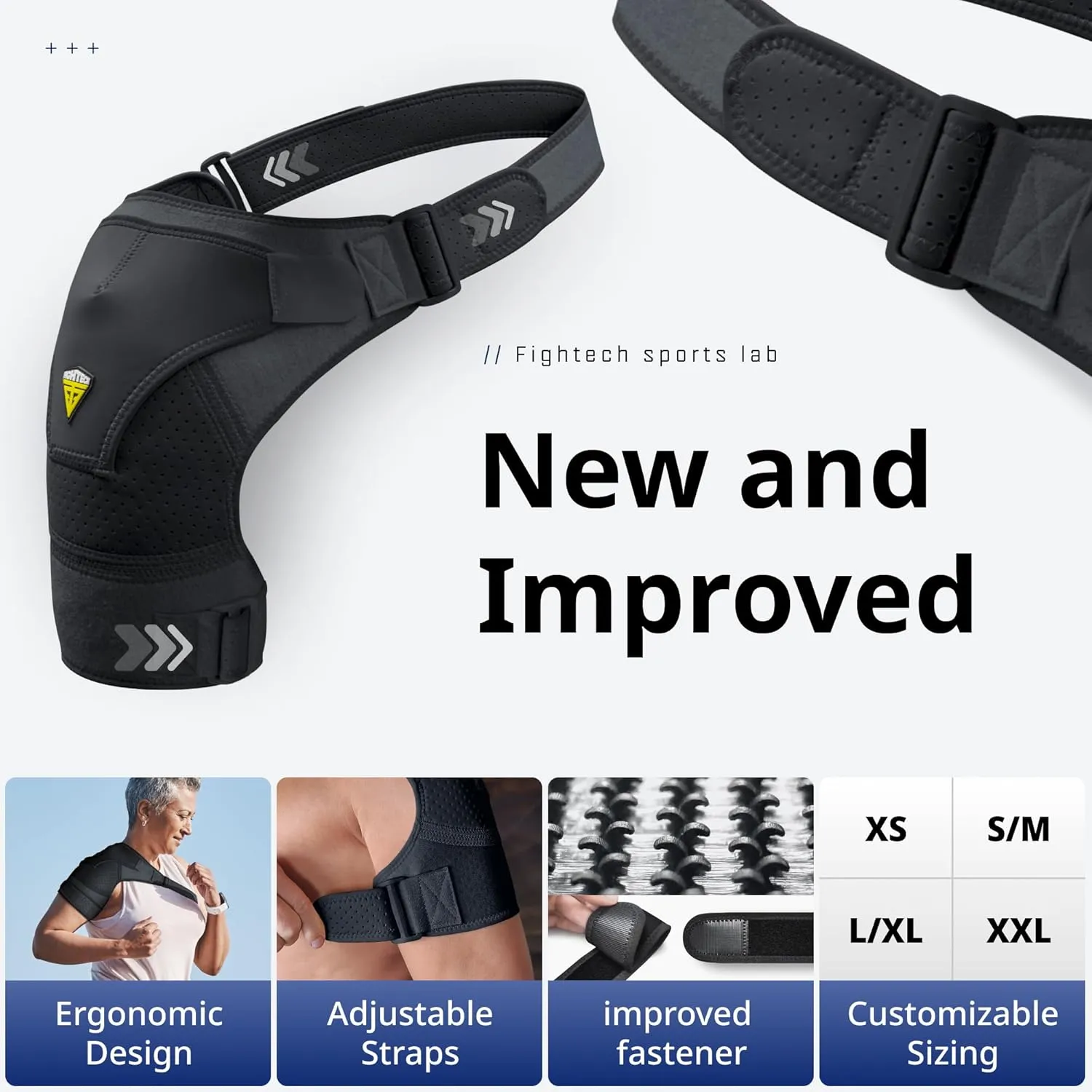FIGHTECH Shoulder Brace for Torn Rotator Cuff for Men and Women - 2 Sizes - Support & Pain Relief (Black, Large/X-Large)