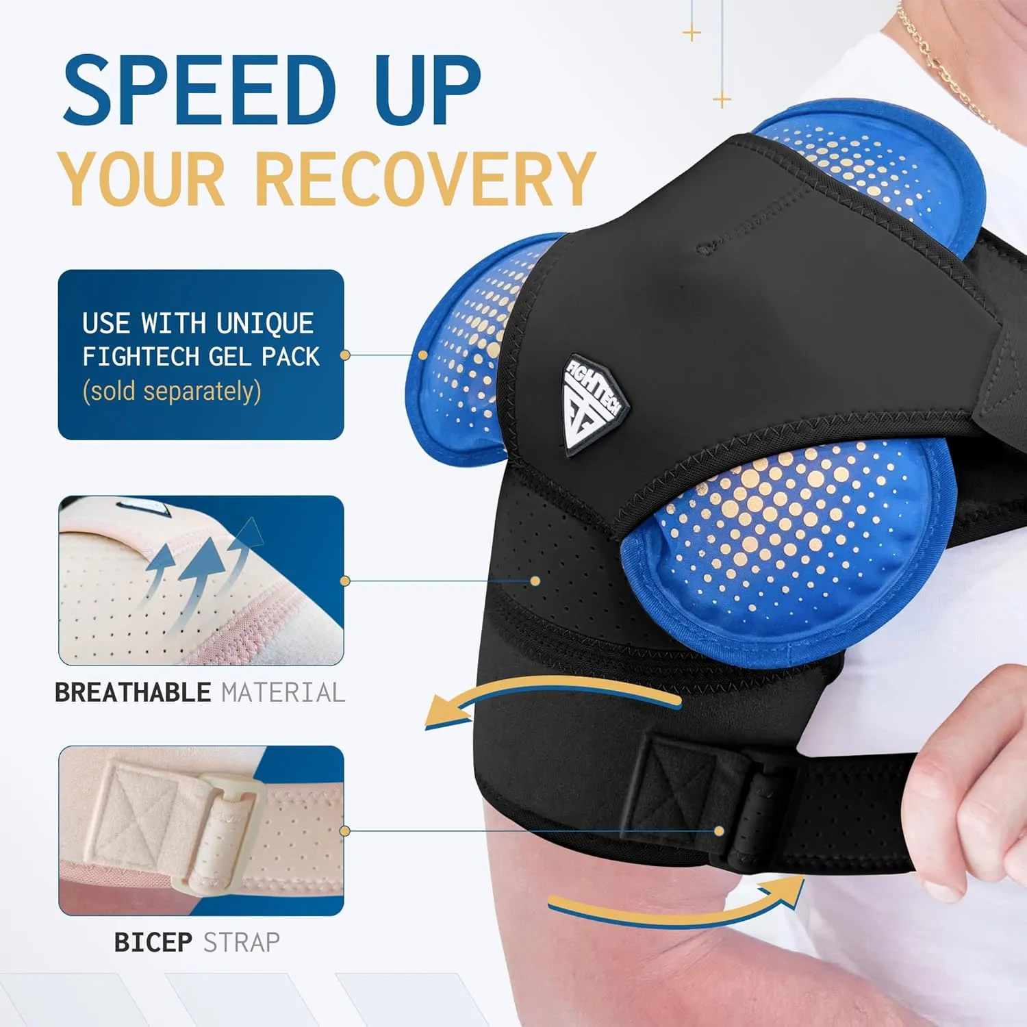 FIGHTECH Shoulder Brace for Torn Rotator Cuff for Men and Women - 2 Sizes - Support & Pain Relief (Black, Large/X-Large)