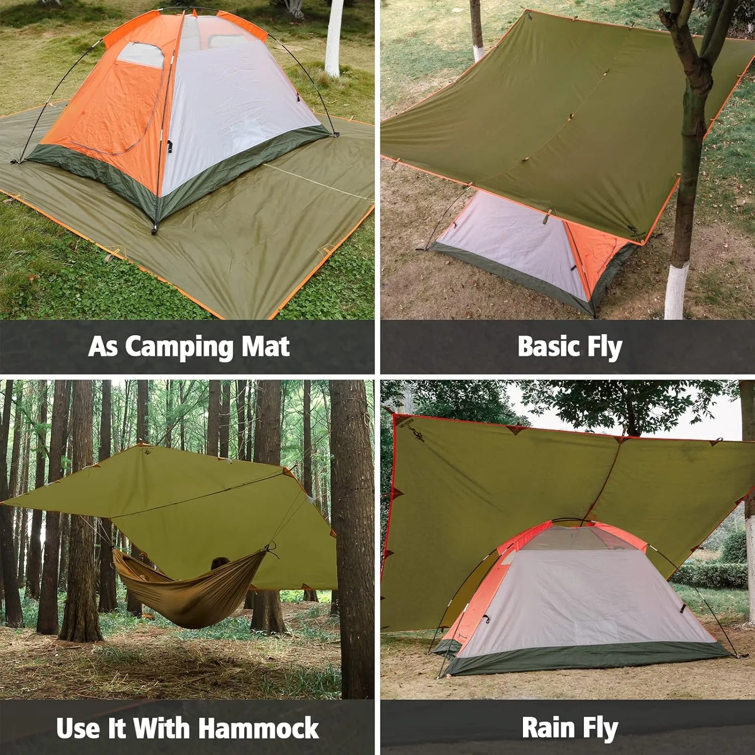 FREE SOLDIER Waterproof Portable Tarp Multifunctional Outdoor Camping Traveling Awning Backpacking Tarp Shelter Rain Tarp (Camo 1010.5ft)