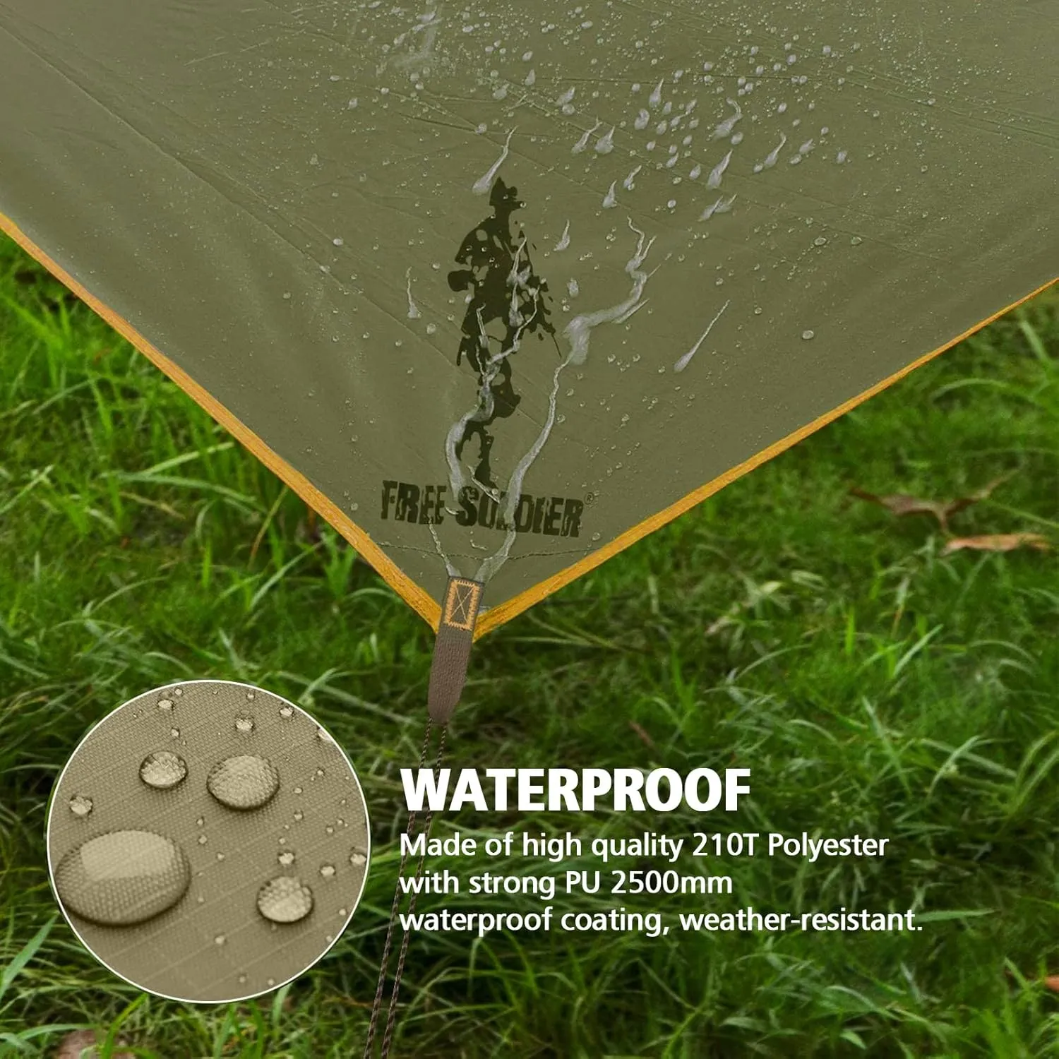 FREE SOLDIER Waterproof Portable Tarp Multifunctional Outdoor Camping Traveling Awning Backpacking Tarp Shelter Rain Tarp (Camo 1010.5ft)