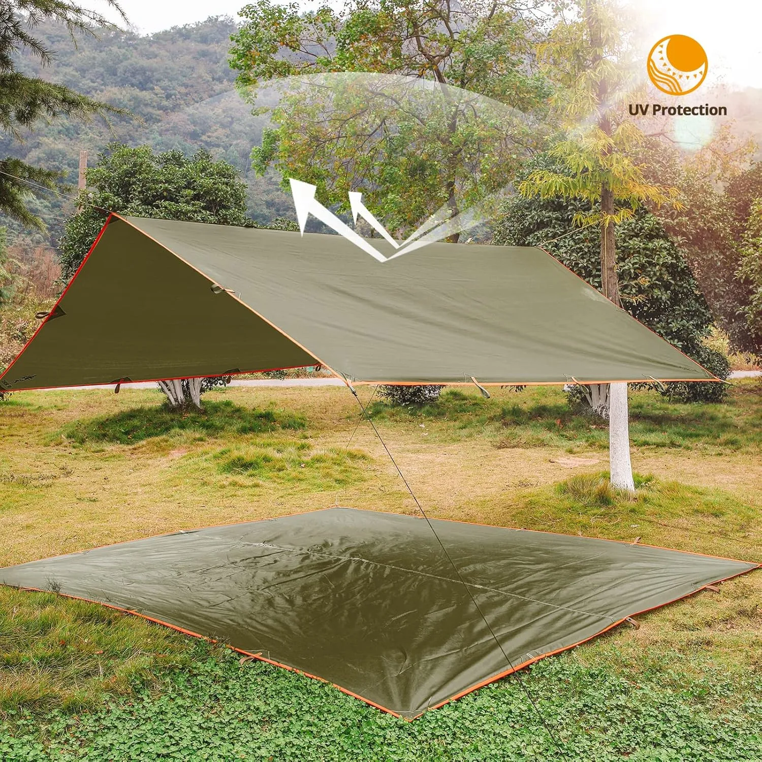 FREE SOLDIER Waterproof Portable Tarp Multifunctional Outdoor Camping Traveling Awning Backpacking Tarp Shelter Rain Tarp (Camo 1010.5ft)
