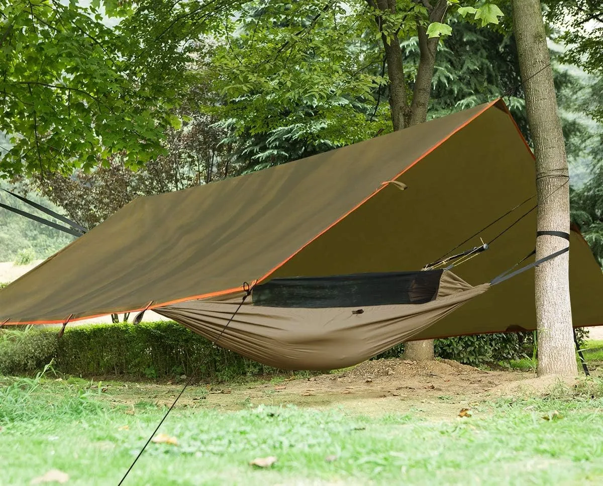 FREE SOLDIER Waterproof Portable Tarp Multifunctional Outdoor Camping Traveling Awning Backpacking Tarp Shelter Rain Tarp (Camo 1010.5ft)