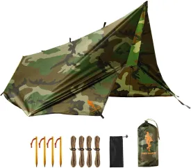 FREE SOLDIER Waterproof Portable Tarp Multifunctional Outdoor Camping Traveling Awning Backpacking Tarp Shelter Rain Tarp (Camo 1010.5ft)