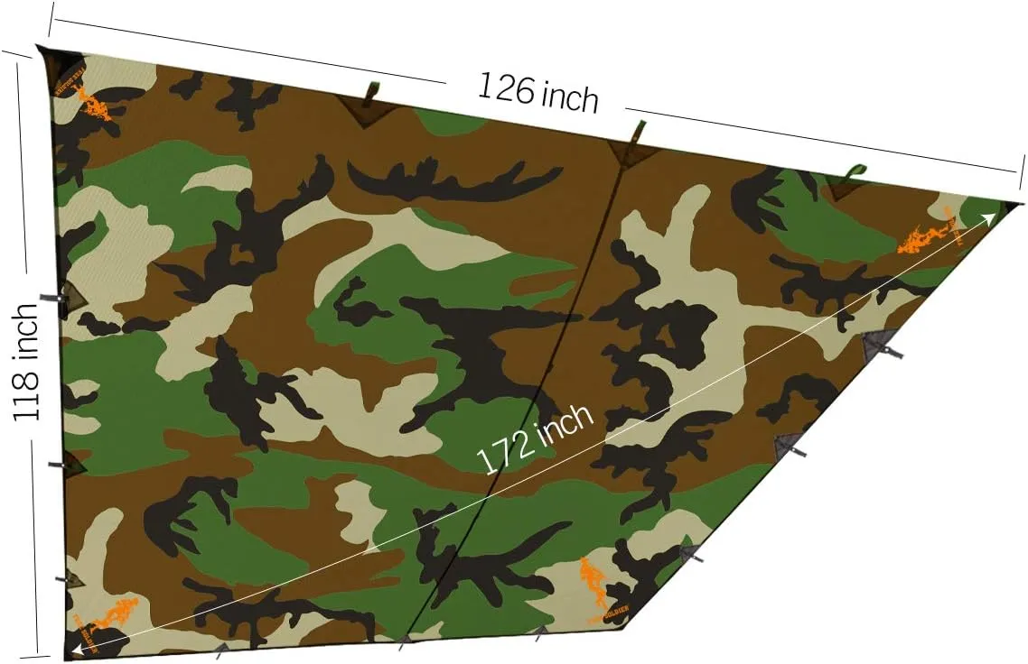 FREE SOLDIER Waterproof Portable Tarp Multifunctional Outdoor Camping Traveling Awning Backpacking Tarp Shelter Rain Tarp (Camo 1010.5ft)
