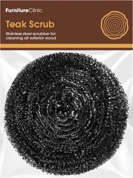 Furniture Clinic Teak Scrub | For Outdoor Wood Furniture, Boats, & Shower Benches | Cleaning & Brightening | 100% Stainless Steel | Remove Dirt, Stains, & Greying from Weathered Wood