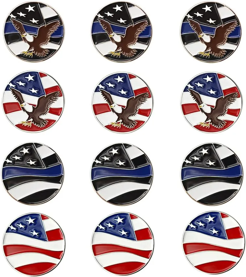 Golf Ball Markers Assorted Patterns Value Pack of 12 Golf Gifts, Golf Cap Clips and Divot Repair Tools Parter Accessories Sets for Men Women Golfer