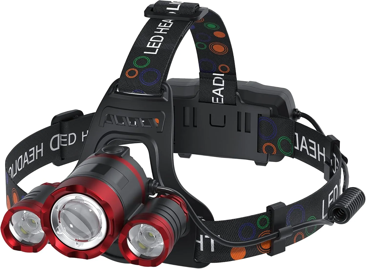 Headlamp Rechargeable 1200 Lumens Super Brightest 4 Modes Head Lamp for Adults Zoom Waterproof Headlight 90Angle Adjustable Head Lights for Outdoor Camping Hunting Running Hiking