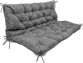 Homaisson Swing Replacement Cushion, Outside Bench Cushion with Backrest, 2-3 Seater Cushion with 8 Ties for Outdoor Furniture, 59 x 39 x 4 Inches Porch Swing Cushion Garden Bench (Dark Grey)