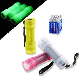 KunHe 3 Pack Glow in Dark Flashlights Mini Flashlight Bulk flashlights with Batteries Included Perfect for Teaching Kids Birthday Party