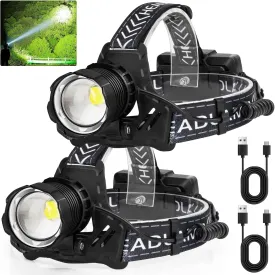 LED Rechargeable Headlamp 3000 High Lumens, Super Bright Head Lamp with 3 Modes & IPX7 Waterproof USB Headlamps, 180 Adjustable Headlight for Outdoor Camping, Running, Climbing