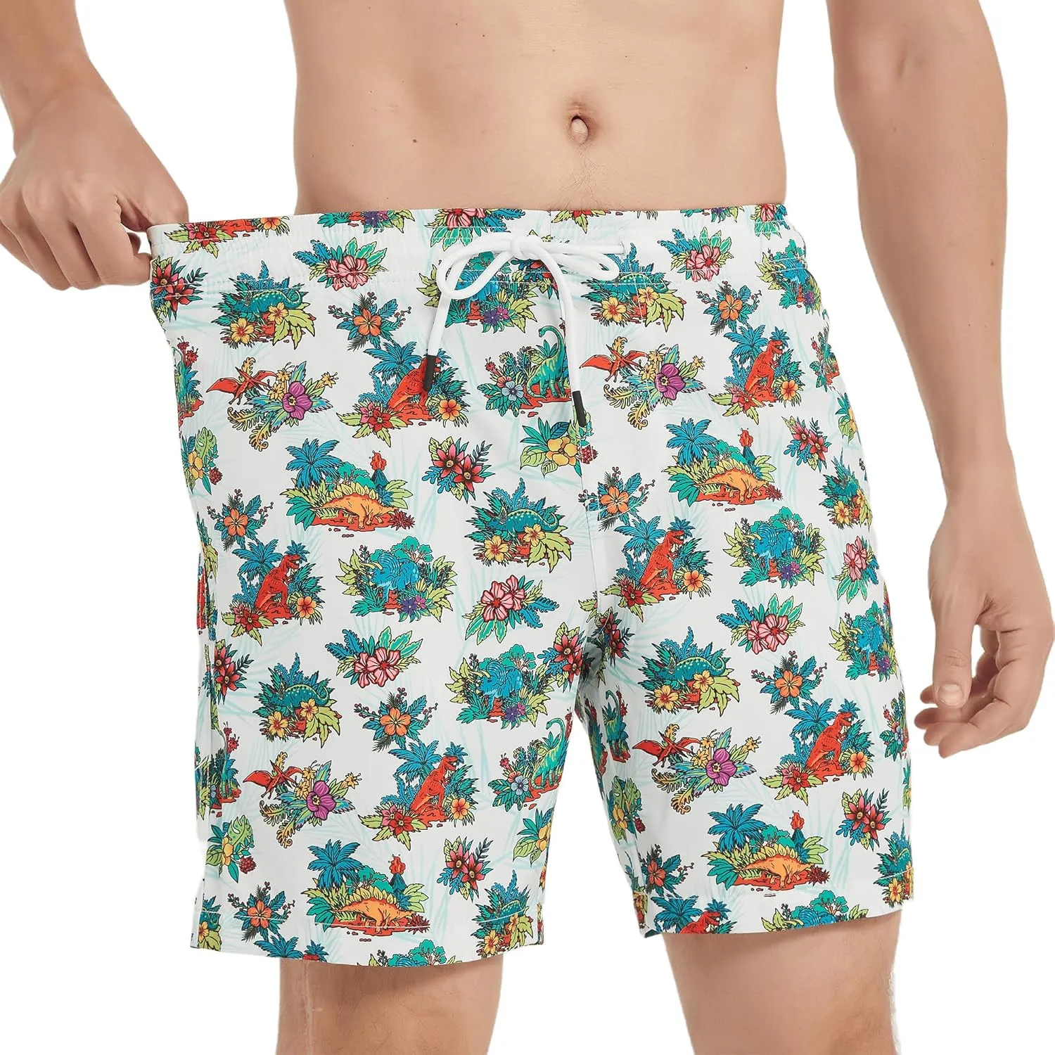 Mens Swim Trunks 7 Inch Inseam Board Shorts with Compression Liner Swimsuit Bathing Suit Quick Dry