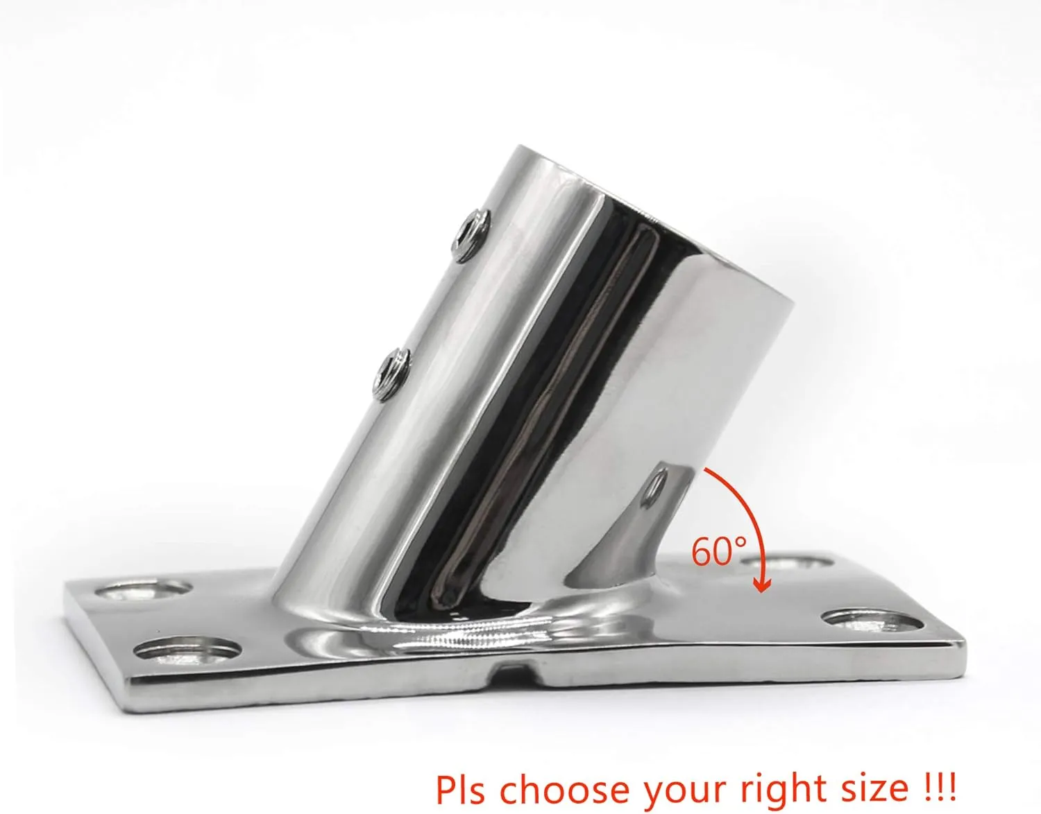 NRC&XRC Boat Hand Rail Fitting-45/60/90/30 Degree 7/8 inch Rectangular Base-Marine 316 Stainless Steel usd by Boats/Awning