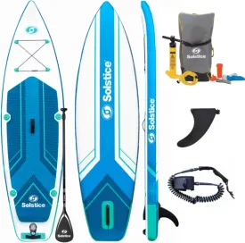 Solstice 36110AL Discovery 11 Inflatable Stand Up Paddle Board Kit 200 Pound Capacity | Included Paddle Pump Bag Leash | Performance SUP Raft | Military Grade Materials