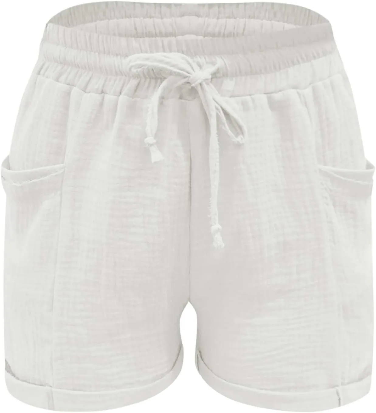 Womens Linen Shorts,2025 Summer Shorts for Women Comfy Cute Drawstring Beach Short Pants with Pockets
