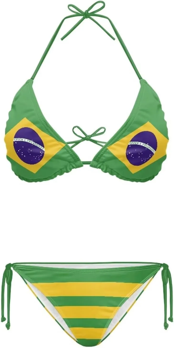 Women's Triangle Bikini Sets Tie Side Halter Bikini Sexy Bikini Set Bathing Suit Oversized Bandeau Swimsuits XS-2XL