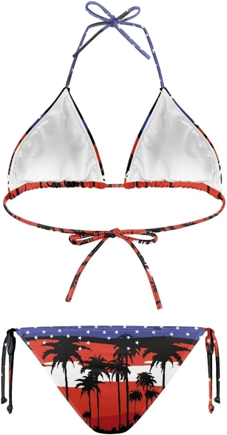 Women's Triangle Bikini Sets Tie Side Halter Bikini Sexy Bikini Set Bathing Suit Oversized Bandeau Swimsuits XS-2XL