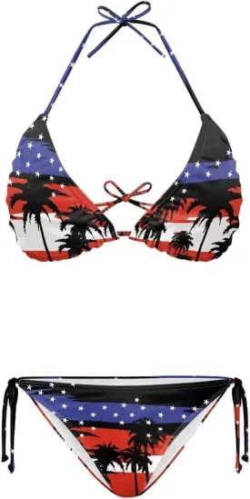Women's Triangle Bikini Sets Tie Side Halter Bikini Sexy Bikini Set Bathing Suit Oversized Bandeau Swimsuits XS-2XL