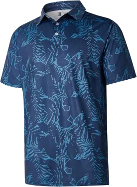 zeetoo Men's Polo Shirts Hawaiian Golf Polos Shirts Short Sleeve Performance Print Moisture Wicking Dry Fit Mens Golf Shirts