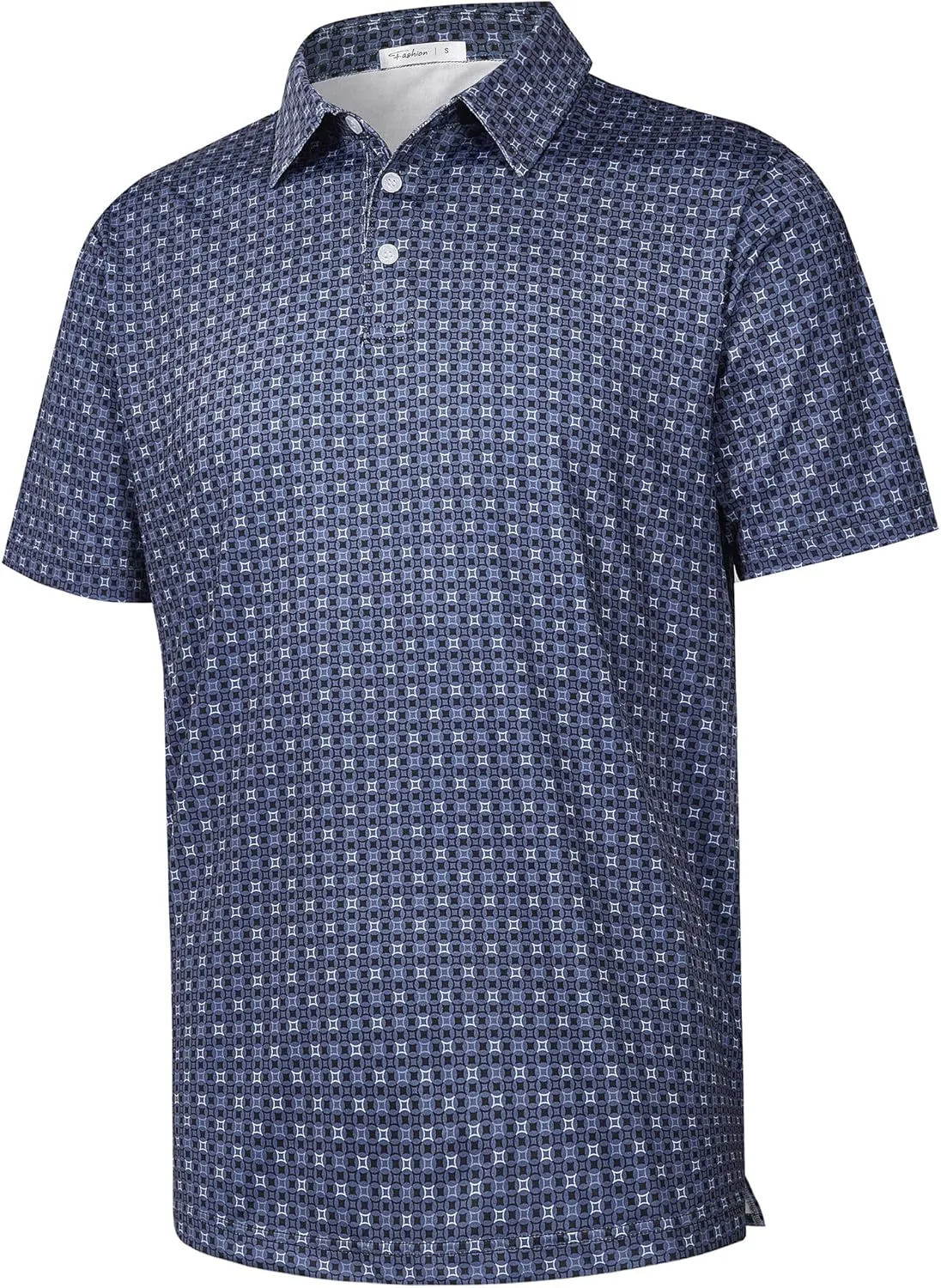zeetoo Mens Polo Shirts Print Golf Shirts Performance Moisture Wicking Dry Fit Short Sleeve Golf Polo Shirts for Men