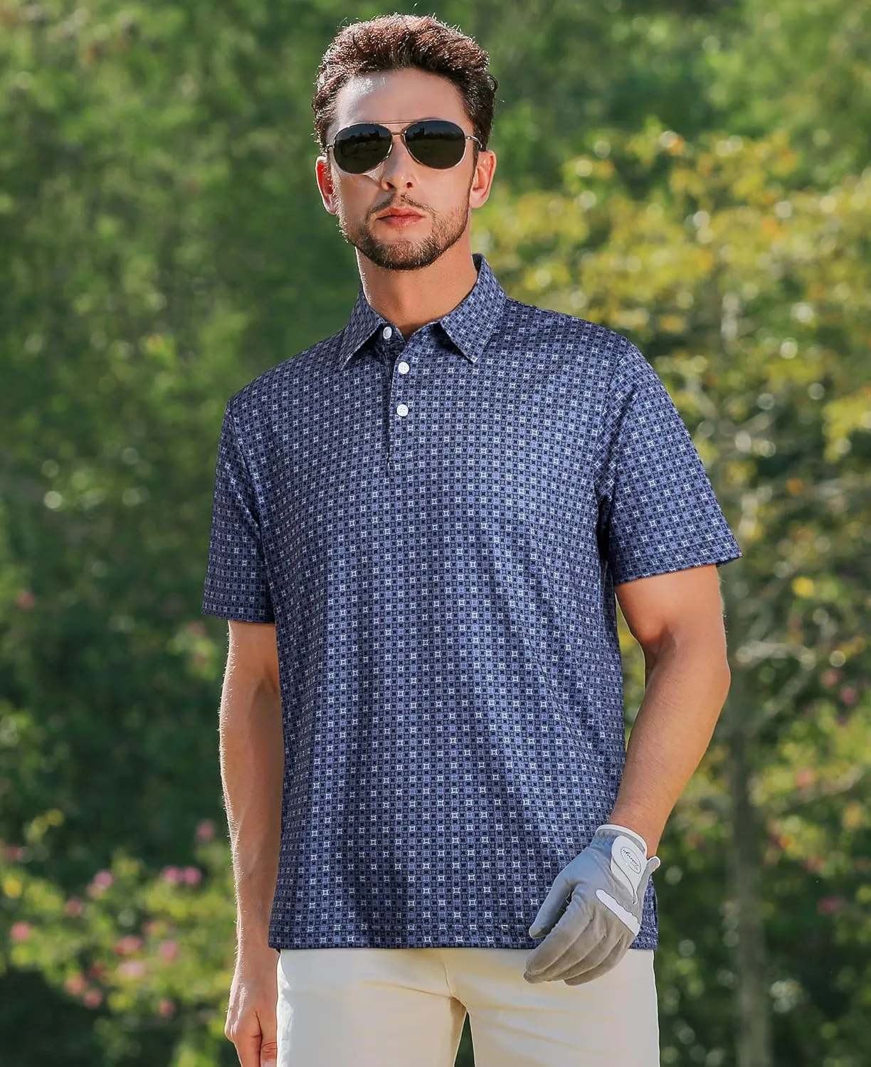 zeetoo Mens Polo Shirts Print Golf Shirts Performance Moisture Wicking Dry Fit Short Sleeve Golf Polo Shirts for Men